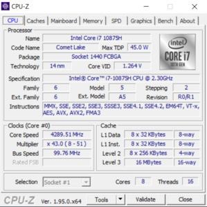 GPUz und CPUz des Razer Blade Pro 17 2021