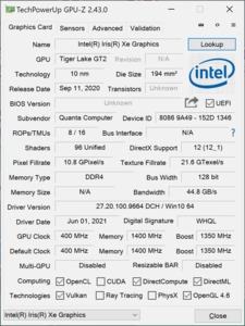 CPUz und GPUz des Huawei MateBook 14S