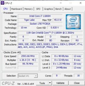 GPUz und CPUz des Dell XPS 17 9710