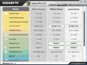 Die Software des Gigabyte SabrePro 15W