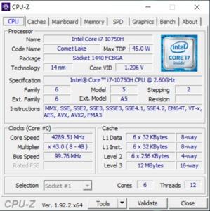 GPUz und CPUz des Acer Predator Helios 300 PH315