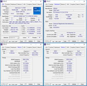 oben links: CPU-OC; unten links: RAM-PC (XMP); unten rechts manuelles RAM-OC