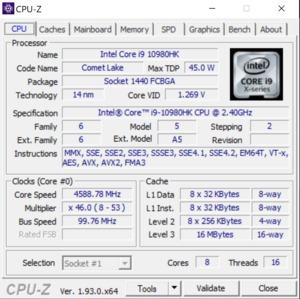 GPUz und CPUz des Alienware M15 R3
