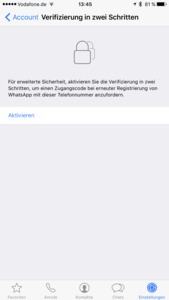 Two-Factor-Authentification in WhatsApp unter iOS