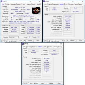oben links: CPU-OC; oben rechts: RAM-OC mit AMP; unten: manuelles RAM-OC