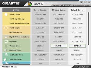Die Software des Gigabyte Sabre 17-W8
