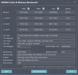 AIDA64 - Intel Core i9-10900K
