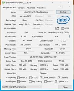 GPUz und CPUz Dell XPS 13 9300