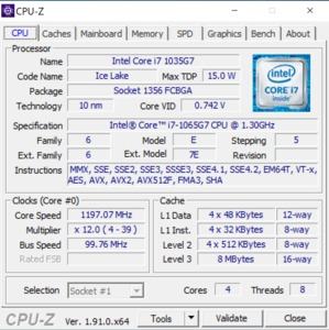 GPUz und CPUz Dell XPS 13 9300