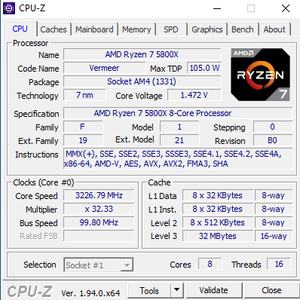 CPUz des AMD Ryzen 9 5950X und Ryzen 7 5800X