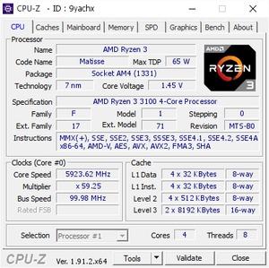 AMD Ryzen 3 3100 bei 5.923 MHz