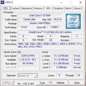 GPUz und CPUz des Acer Nitro 5